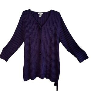 Silhouettes Women's 3X Purple Knit Cardigan w/Belt Acrylic & Ramie Blend